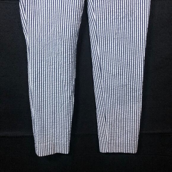 Zara Womens Pants White Black Striped Ribbed Seersucker Feel Ankle Stretch XS - Picture 3 of 13